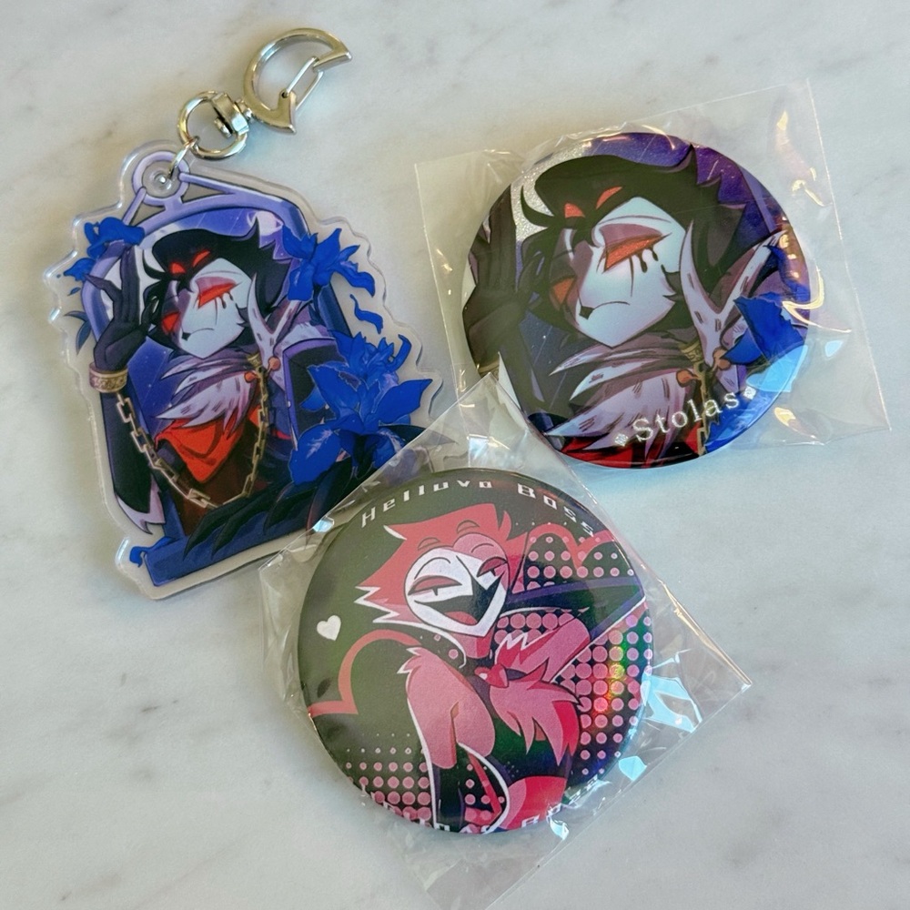 Helluva Boss Stolas Keychain and badge sets - Irises